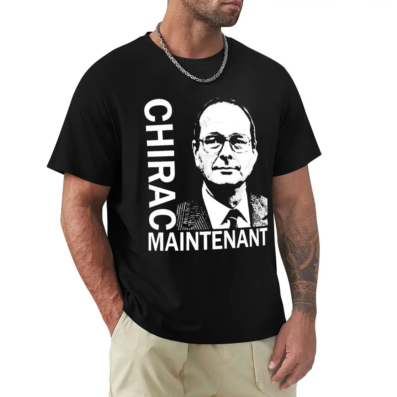 

big and tall Jacques Chirac T-Shirt sports fans plus sizes mens graphic t-shirts Round Collar harajuku Crewneck heavyweight 2024