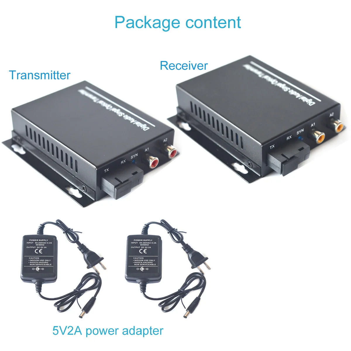 2 Ports Audio To Fiber Extender, Audio Rca Over Fiber Optic Sc Sm 20Km for Broadcasting System Intercom, 1 Tx & 1 Rx