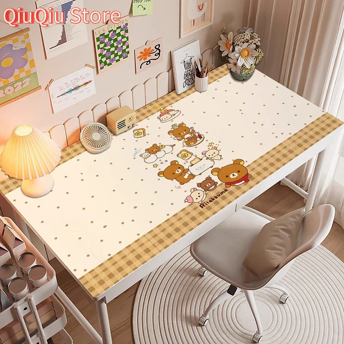 카와이 만화 귀여운 R-Rilakkuma XXL PU 가죽 마우스 패드 사무실 게이머 PC 컴퓨터 키보드 액세서리 패드 게임 ...