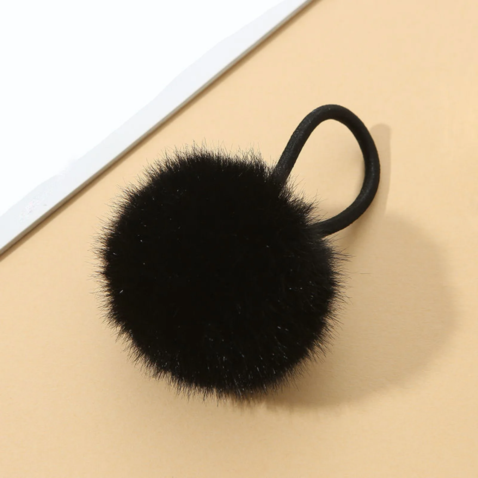 7PCS  Colorful Furry Pom Hair Elastics, Soft Plush Hair Ties, No - Hurt Hair Bands, Ideal for Girls' Daily Hairstyling