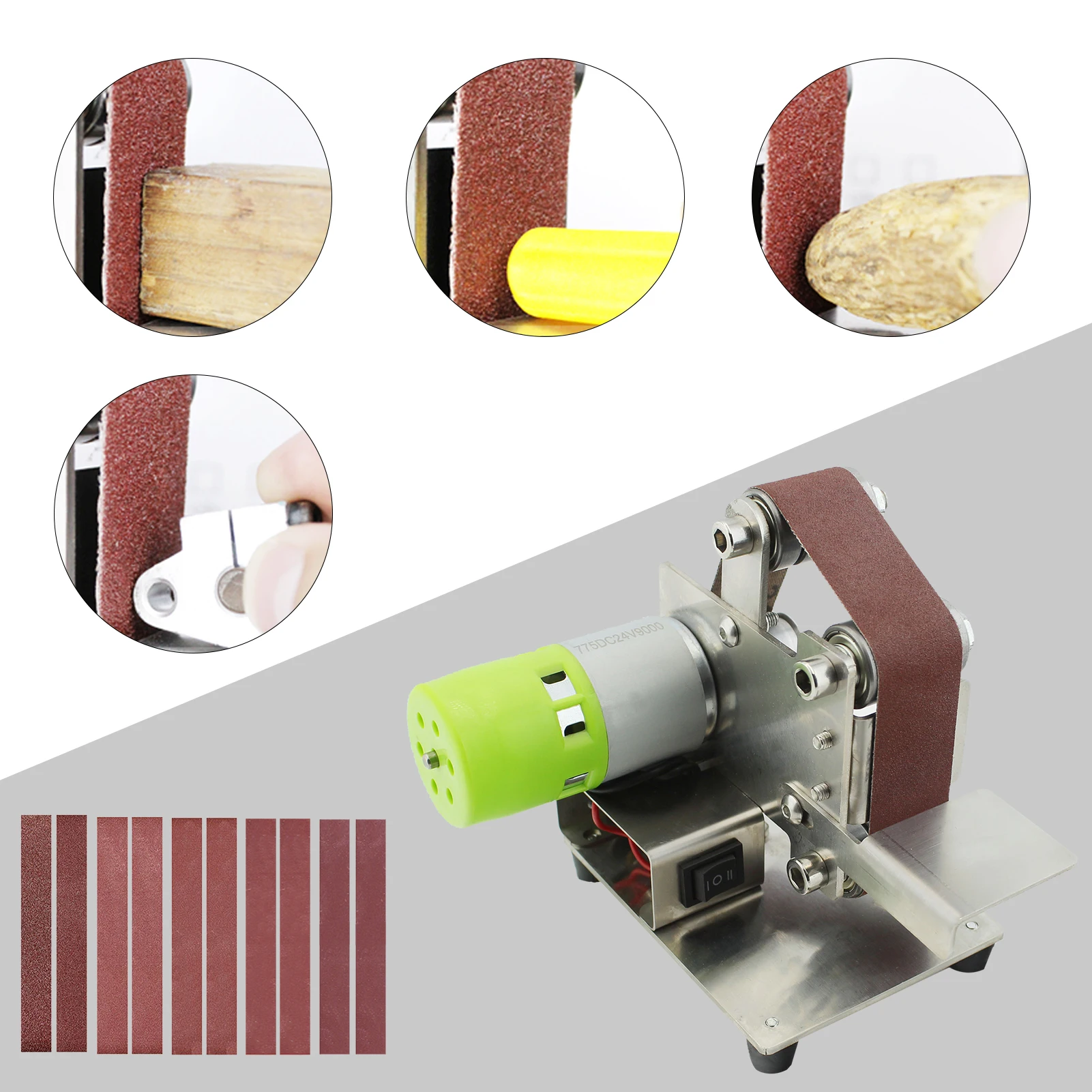 Belt Sander Electric Sanding Polishing Grinding Machine 7 Variable Speed with 10 Sanding Belts for Polishing Wood Acrylic Metal 5