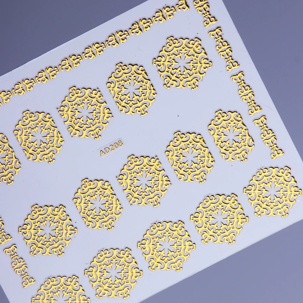 1pcs Gold Bronzing 3D Nail Sticker Flower Metalic Paste Beauty Nail Art Decorations Manicure Nails Decal DIY Tips SAAD201-212 nail stickers,nail art decoration,nail decals