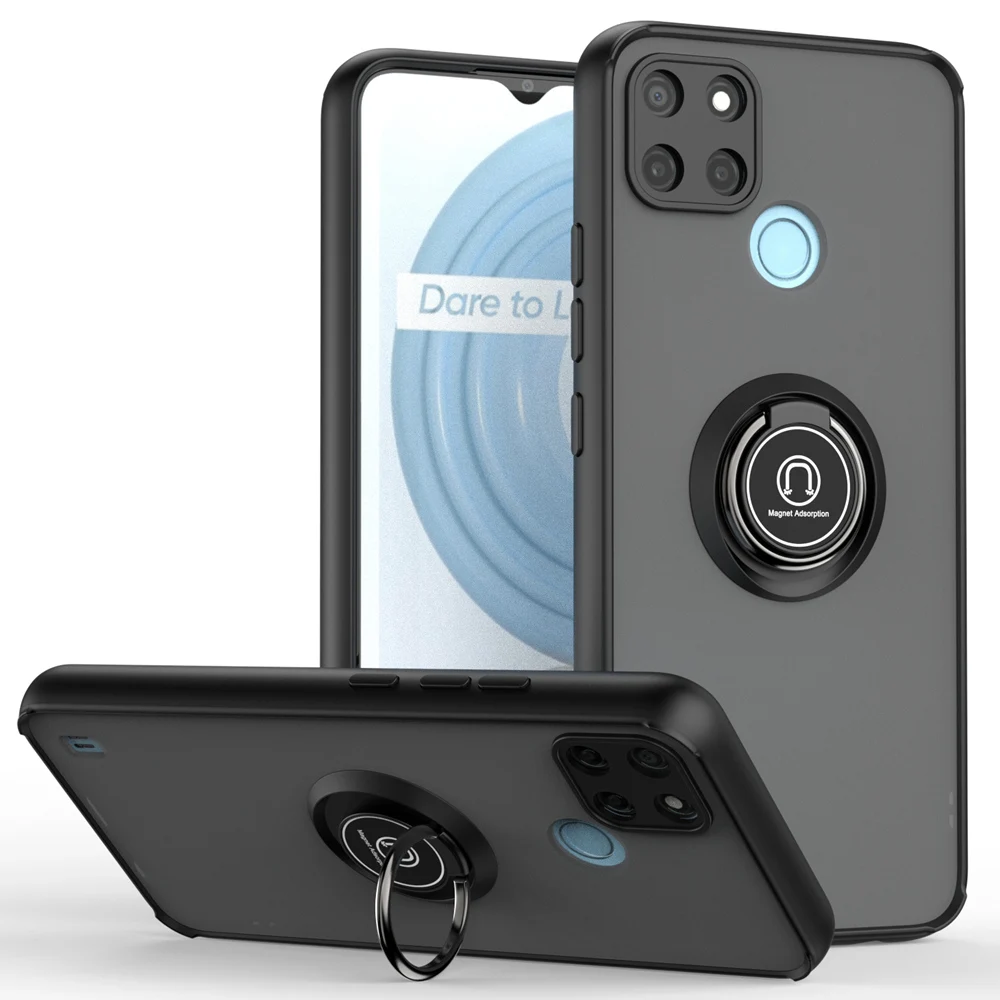 KEYSION Fashion Matte Case für Realme C21Y C25Y C20 C11 2021 Transparenter Ring Stoßfeste Telefonabdeckung für OPPO A15S A53 A_voghion.com
