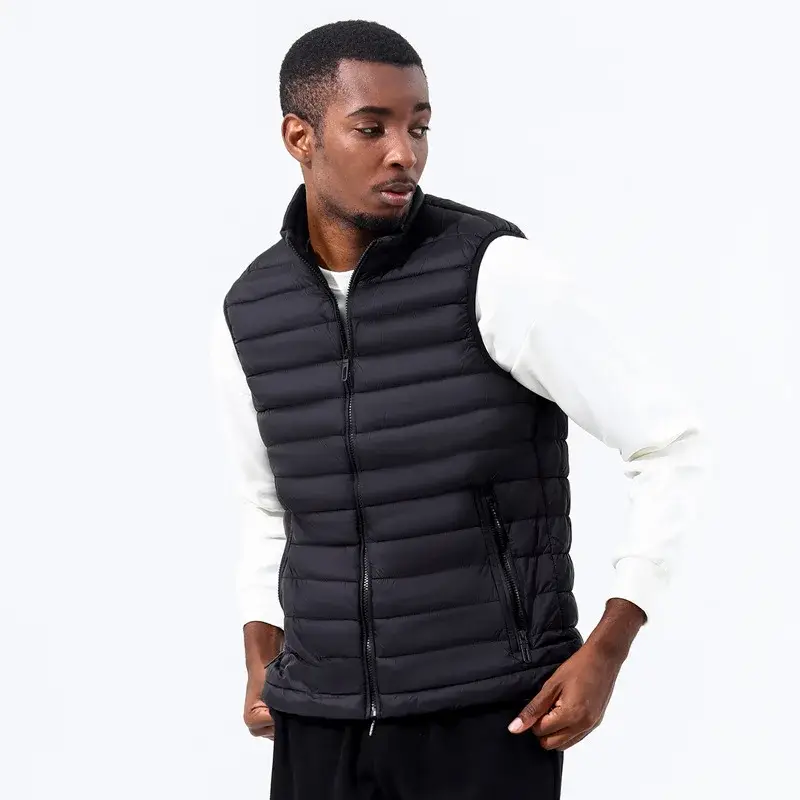 Autumn Winter Men's Vest Stand Collar Plus Size Casual Sleeveless Warm Waistcoat Jacket Wholesale Cotton Padded Outerwear - Image 9