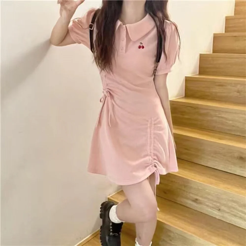 

Japanese Kawai Girls Fairy Dress Sweet Woman Preppy Style JK Uniform Girl Polo Dress Pleated Soft Sister Strawberry Dress Y2k