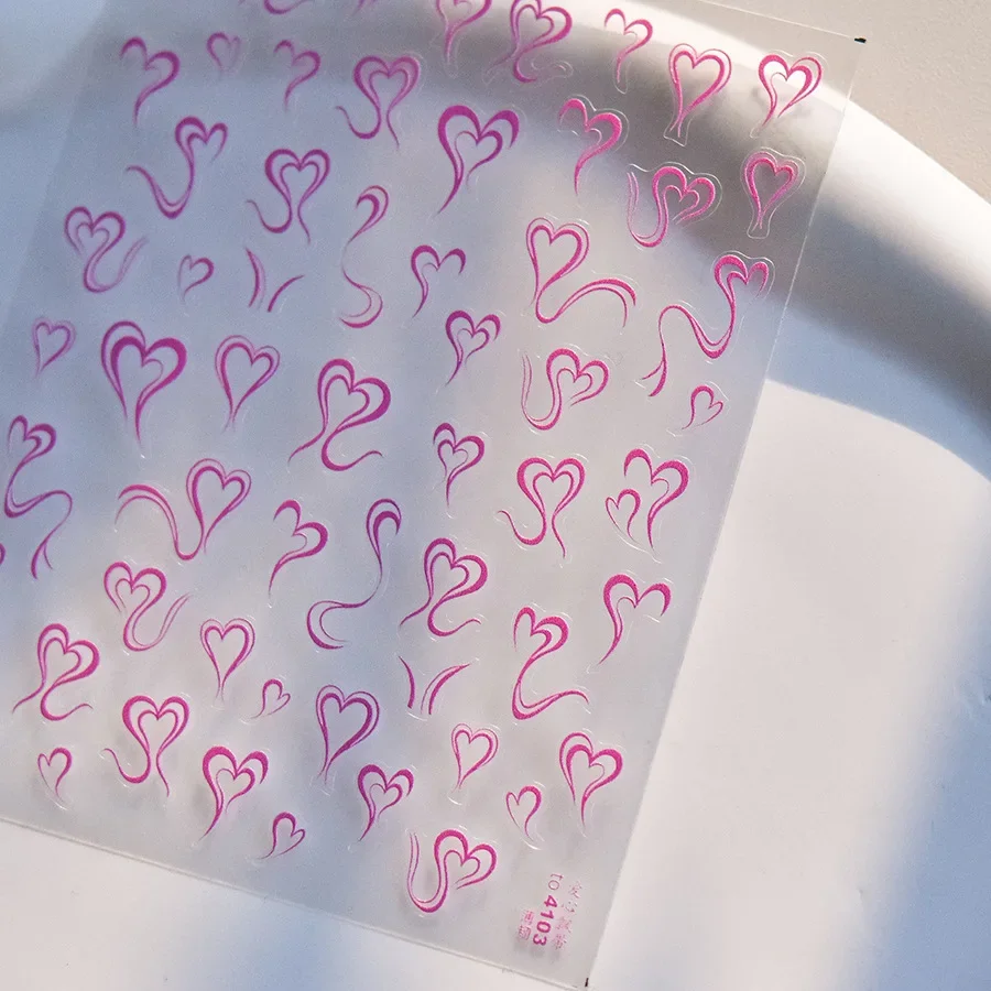 Rosa weiße Schleife Spitze Liebe Herz Erdbeere Kristall 5D Nail Art Aufkleber Strass schicke selbstklebende Dekorationen Maniküre Aufkleber – Detail 23