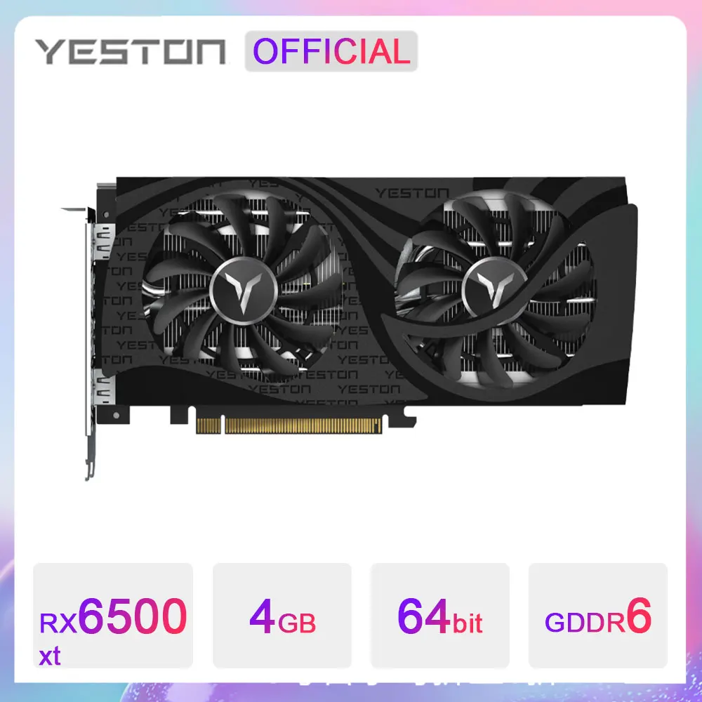 graphics card for pc YESTON Radeon RX 6500XT Graphic Card GDDR6 4GB 64Bit Gaming Computer GPU RX6500XT 4GD6 GA Desktop AMD Video Card With 2 Fans good pc graphics card Graphics Cards