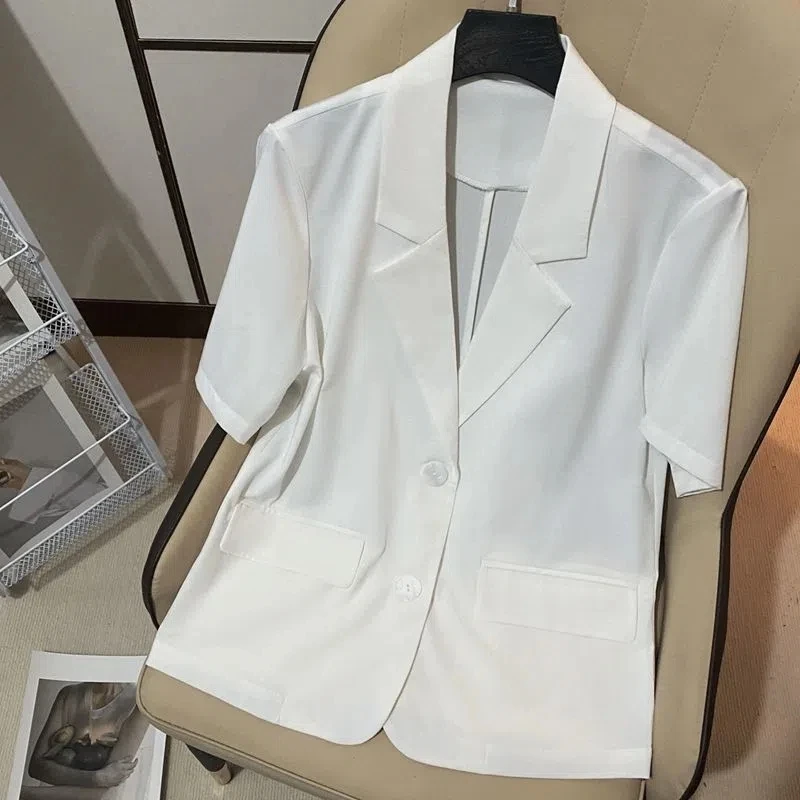 

2023 New Women's Blazer Summer Sunscreen Jacket White Blazer Jackets Women Fashion Thin Short Sleeve Blazer Jacket Women Tops H9