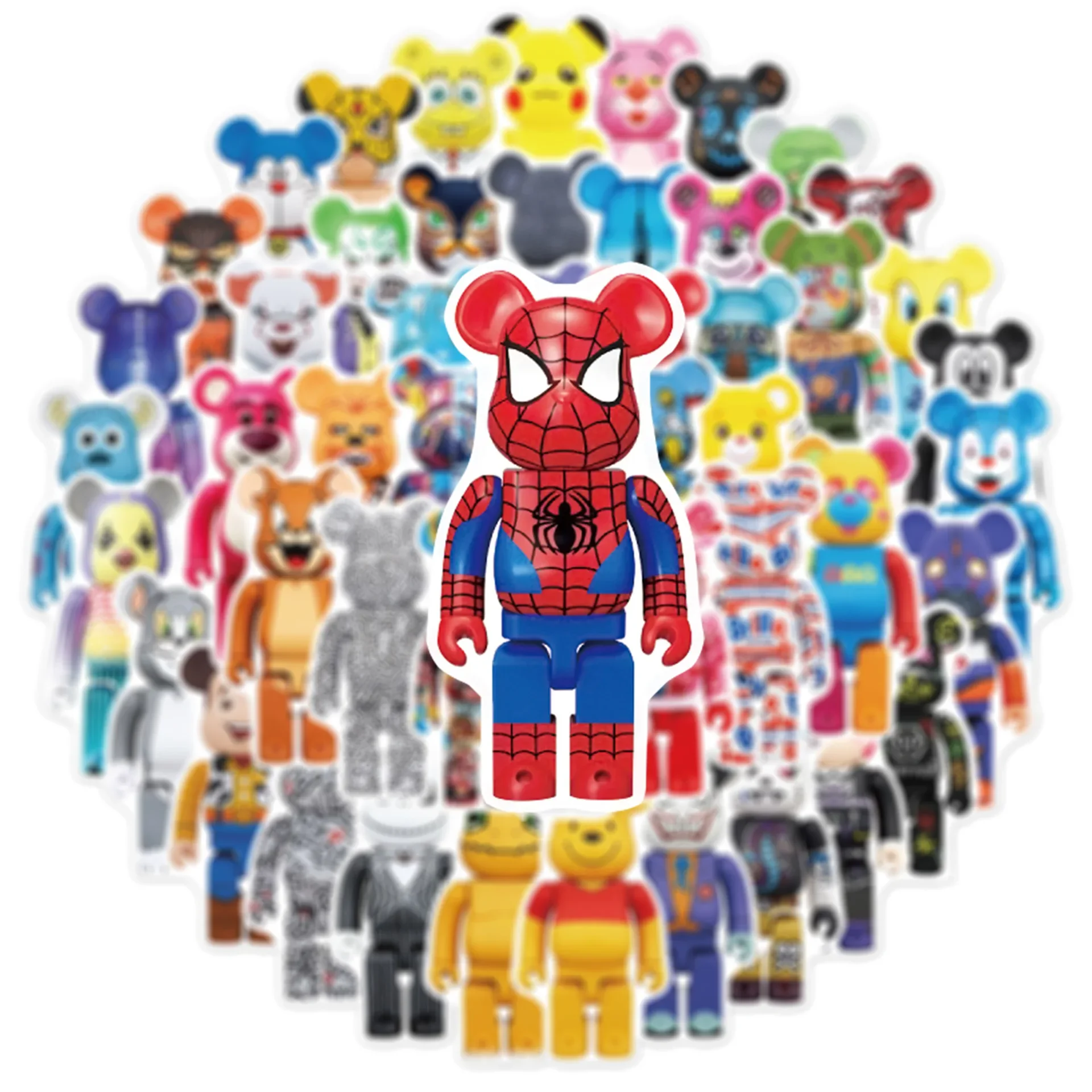 50pcs Cartoon Bearbrick Graffiti Sticker Suitcase Guitar Car Computer Waterproof PVC Sticker
