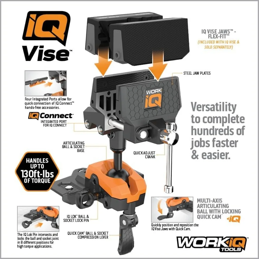 360° Articulating Bench Vise Made From Steel & Cast Aluminum w/ 8-Position Locking Ball & Socket | Woodworking Vise Handles 4