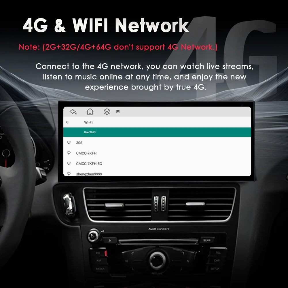 Android 16 para Audi Q5 2009-2017, CarPlay Inalámbrico, Sistema Multimedia para Auto, GPS, Radio, Reproductor, 4G, WIFI, Bluetooth, Pantalla Táctil QLED 5