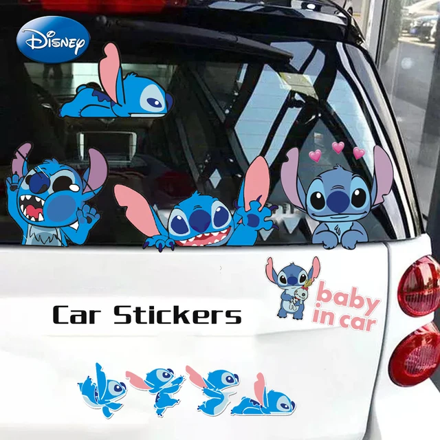 Disney Stitch Car Sticker Kawaii Anime Figure Stitch Auto Window Driving Mirror Decals Rear Windshield Stickers Decor Car Sticke 1
