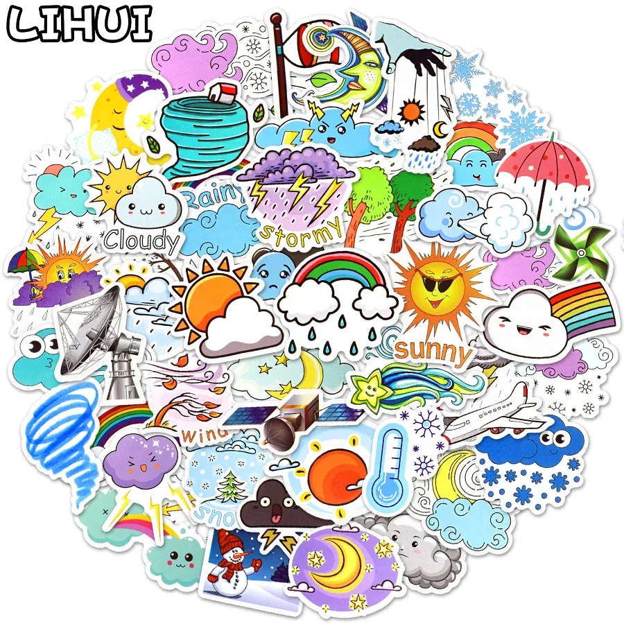 10/30/50 PCS Cute Sun Cloud Weather Cartoon Stickers for Notebook Laptop Phone Car Bike Fridge Waterproof Sticker Pack Kids Toys devart excel add in cloud pack