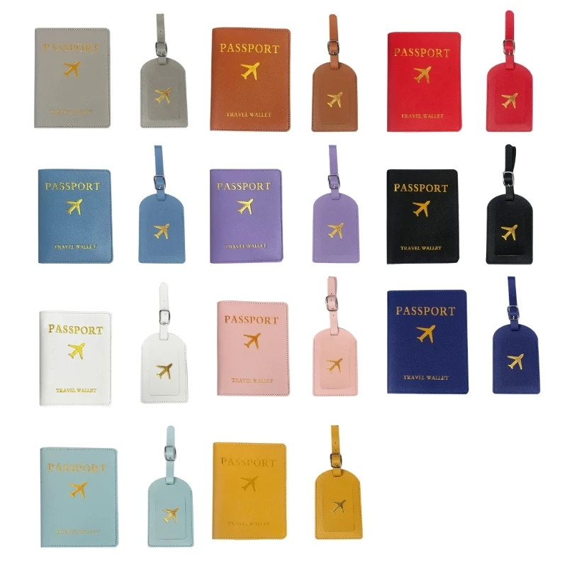 

PU Leather Passport Holder Luggage Tag Credit Card Holder for Lover Couples