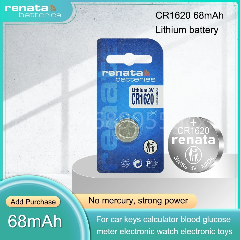 

Оригинальная литиевая батарея RENATA CR1620 CR 1620 3 в, Кнопочная монетка для игрушечного автомобиля, пульт дистанционного управления, калькулятор, часы, часы швейцарского производства