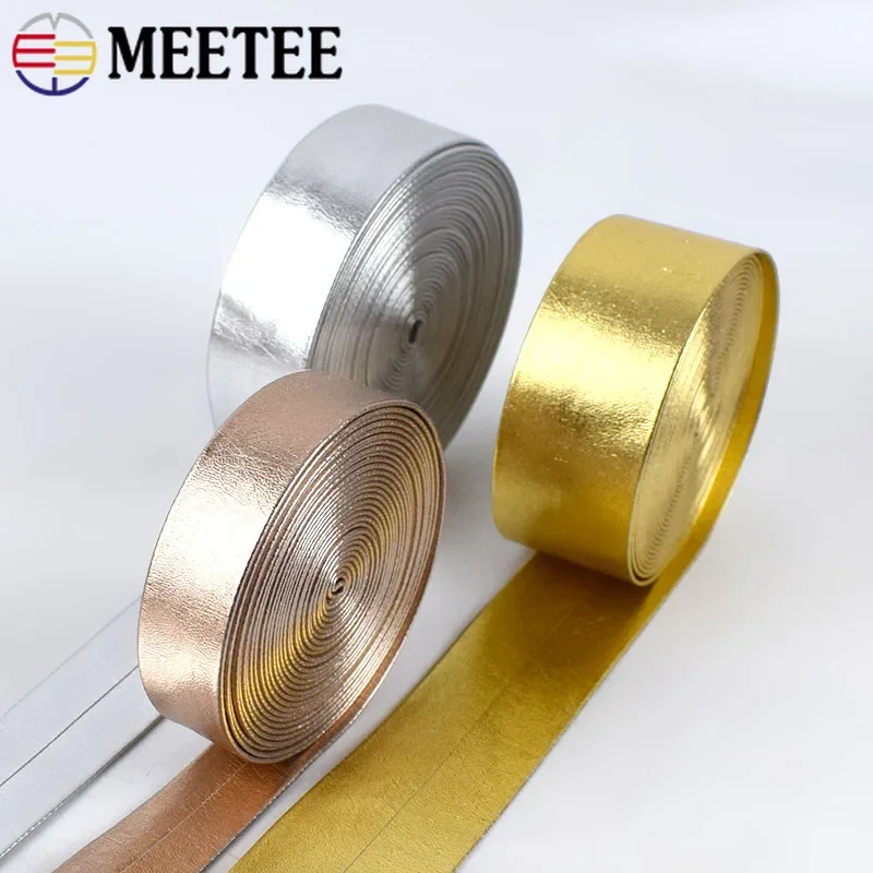 5M 5-30mm Width Synthetic PU Leather Ribbon Gold Silver Bag Cords DIY Clothing Jewelry Decor Bows Band Necklace Material