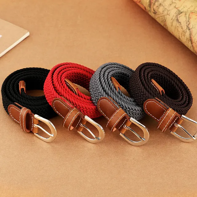 Women's elastic and elastic woven belt in one outfit, casual and versatile denim belt for men and women 5
