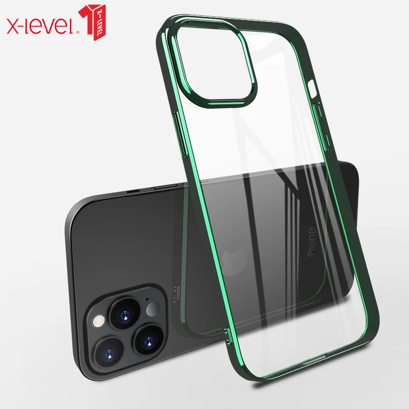 

Original X-level Case For Apple Iphone 13 Pro Max 12 Mini Crystal Clear Ultra Slim Soft Back Eletroplated Glossy Bumper Cover