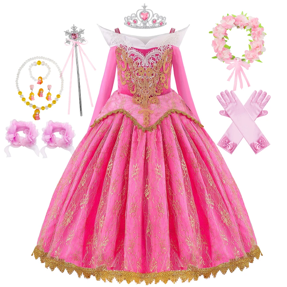 

Girls Aurora Dress Princess Children Fancy Sleeping Beauty Cosplay Costume Halloween Carnival Party Clothing Kid Ball Gown 2-10Y