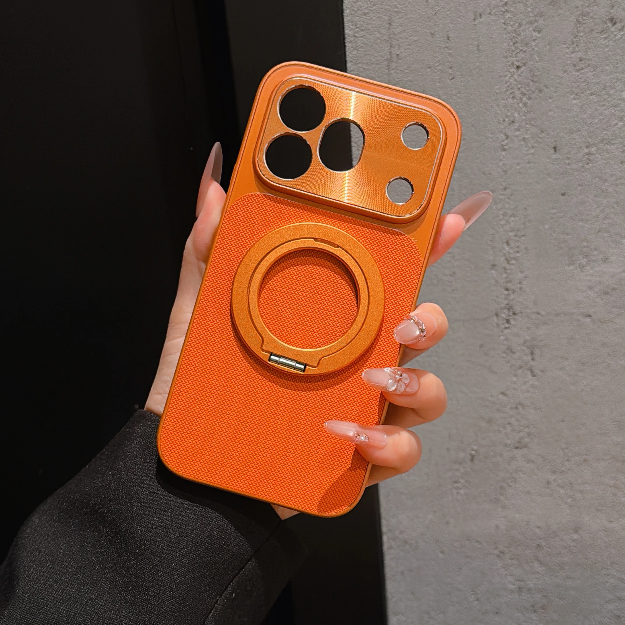 Luxury Vegan Leather Magnetic Stand Phone Case - Premium Protection with Scrub Finish