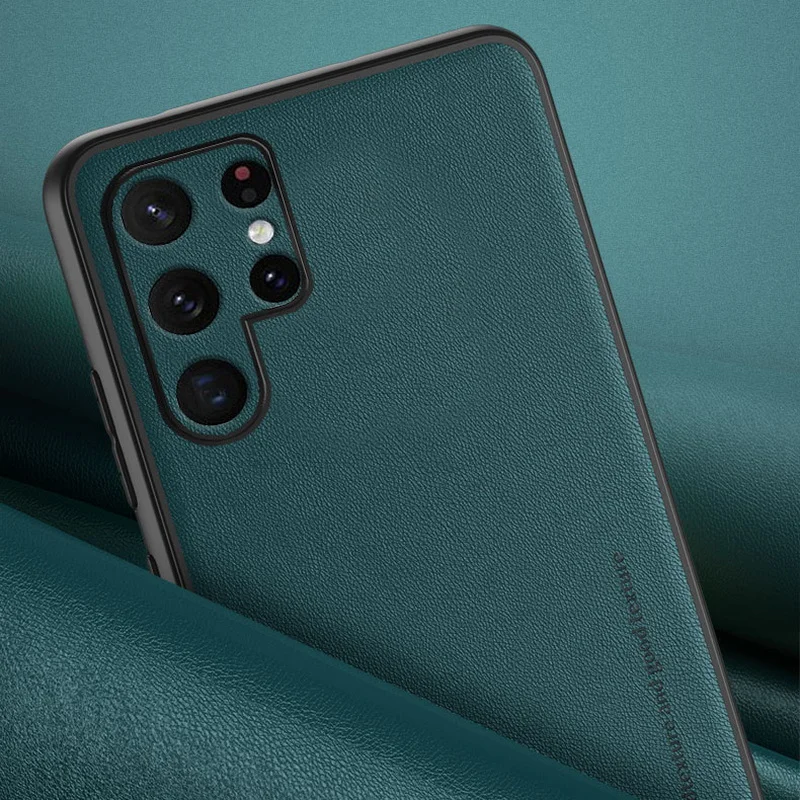 Coque de luxe en cuir et Silicone souple, étui antichoc pour Samsung Galaxy S22 Ultra S21 S20 FE S10 Plus A52 A53 5G_voghion.com