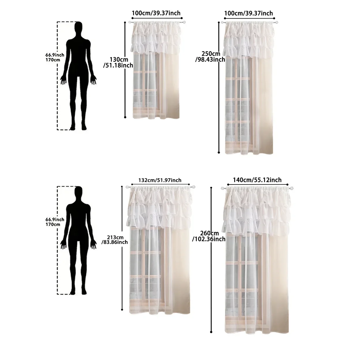 1pc Solid Colour 3 Laces Sheer Curain, Lace Curtains for Living Room, Bedroom