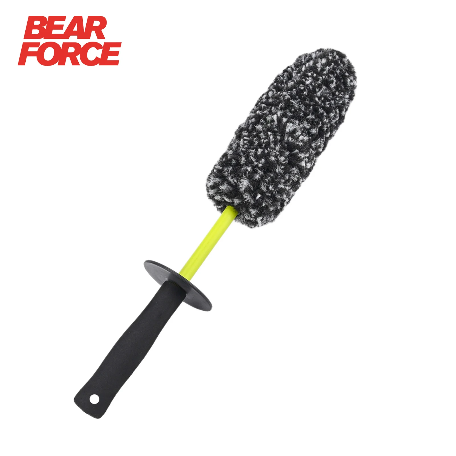 BEAR FORCE Graugrüne Felgenreinigungsbürste, weiche Borsten aus synthetischer Wolle ohne Metall, hohe Wasseraufnahme, für Autoräder