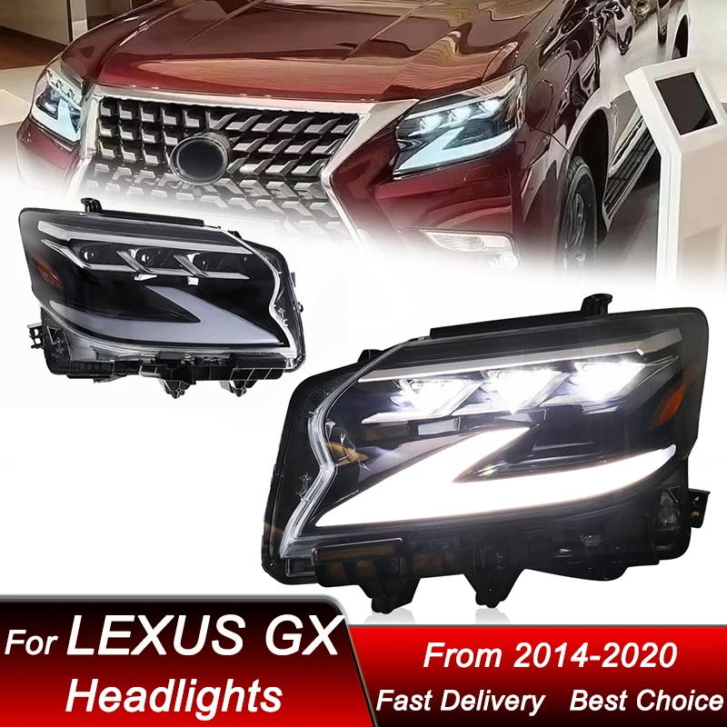 

Car Headlights For Lexus GX GX400 GX460 14-20 full LED new style Headlamp Assembly Upgrade Projector Lens Accessories Kit