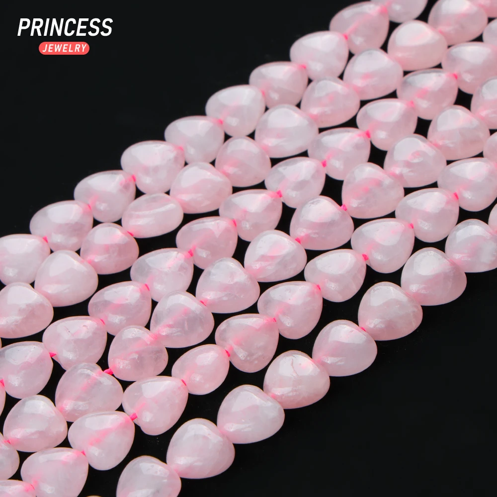 A+ Natural Pink Rose Quartz Heart Shaped Beads for Jewelry Making DIY Bracelet Necklace Accessories 8/10/12/14mm