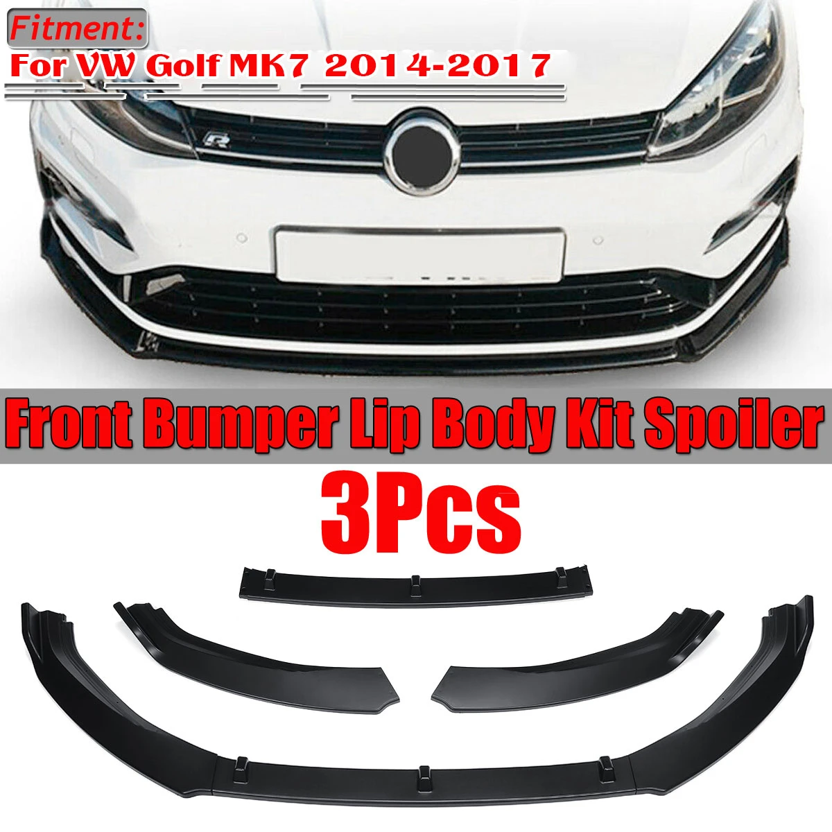3pcs Car Front Bumper Splitter Lip Spoiler Diffuser Guard Body Kit For  Volkswagen For Vw For Golf Mk7 Mk7.5 2014 2015 2016 2017 - Bumpers -  AliExpress