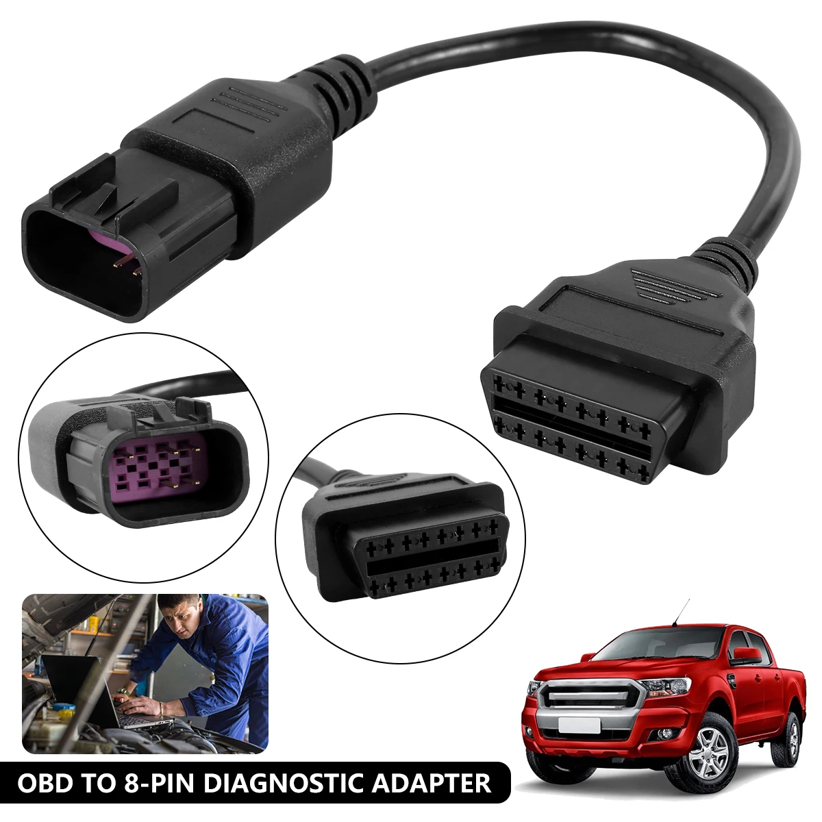 

16 Pin Female to 8 Pin Diagnostic Adapter Premium Diagnostic Connector Cable Stable Fault Detection Testing Cable Replacement