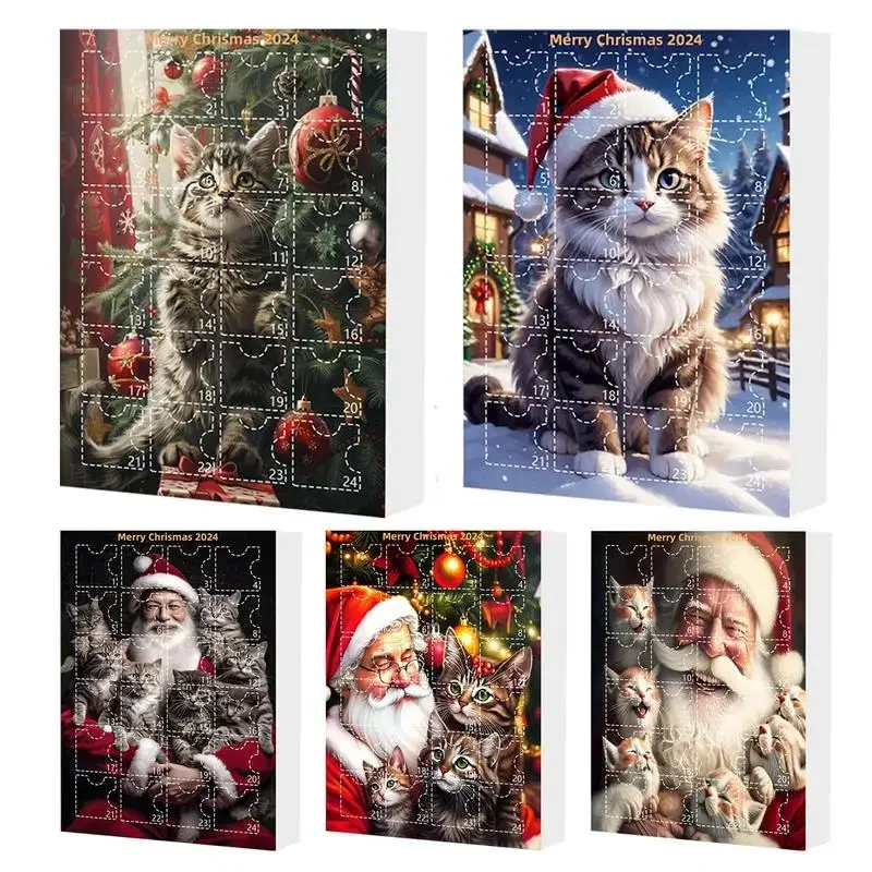 Advent Calendar Christmas Cat Countdown Calendar Cute Animal Hanging Decoration New Year Christmas Tree Decoration
