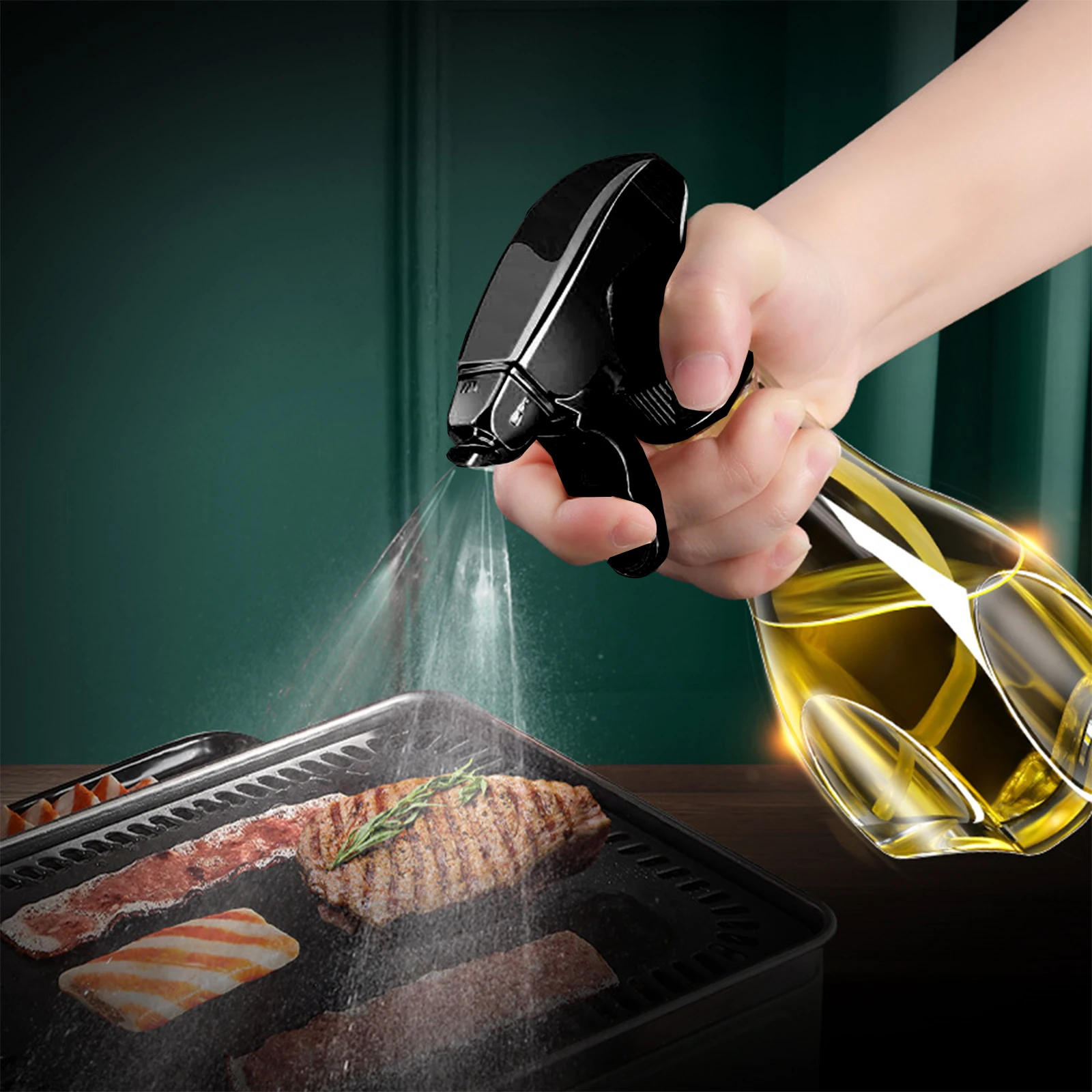 Kitchen Household Oil Spray Pot 240ml BBQ Olive Oil Spray Bottle Glass Cooking Barbecue Control Atomized Sprayer