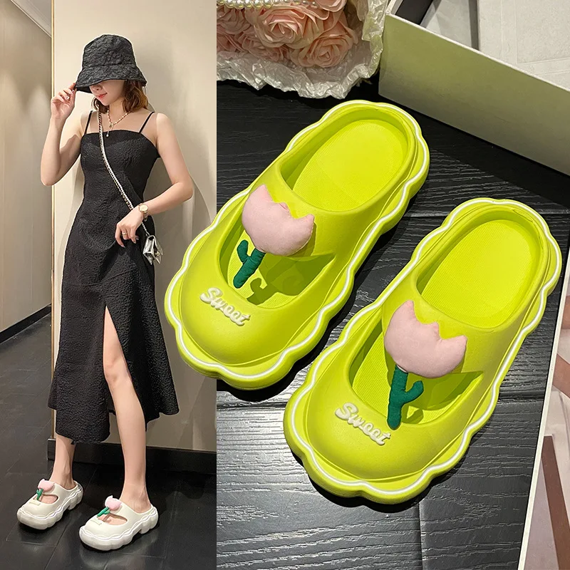 

New Slippers Women 2023 Summer Thick Sole Hollow Breathable Fashion Leisure Fairy Wind Tunnel Shoes Women Slippers