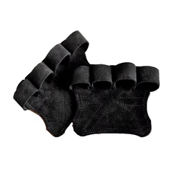 Cowhide Anti - Slip Wear - Resistant Gym Gloves for Bodybuilding and Fitness Training (Black Gloves)