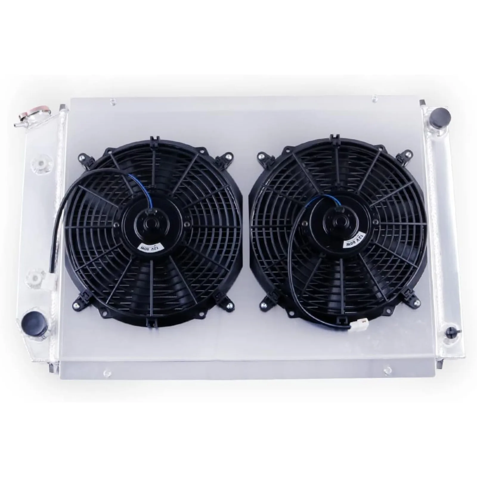 US 3 Rows Full Aluminum Radiator with Shroud Fan (2X12 Inches Dia.) for 1980-1993 1992 1986 Ford Mustang Fairmont Granada