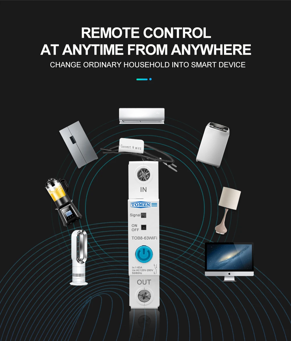 TOMZN-WiFi Smart Switch Medidor de Energia, Kwh
