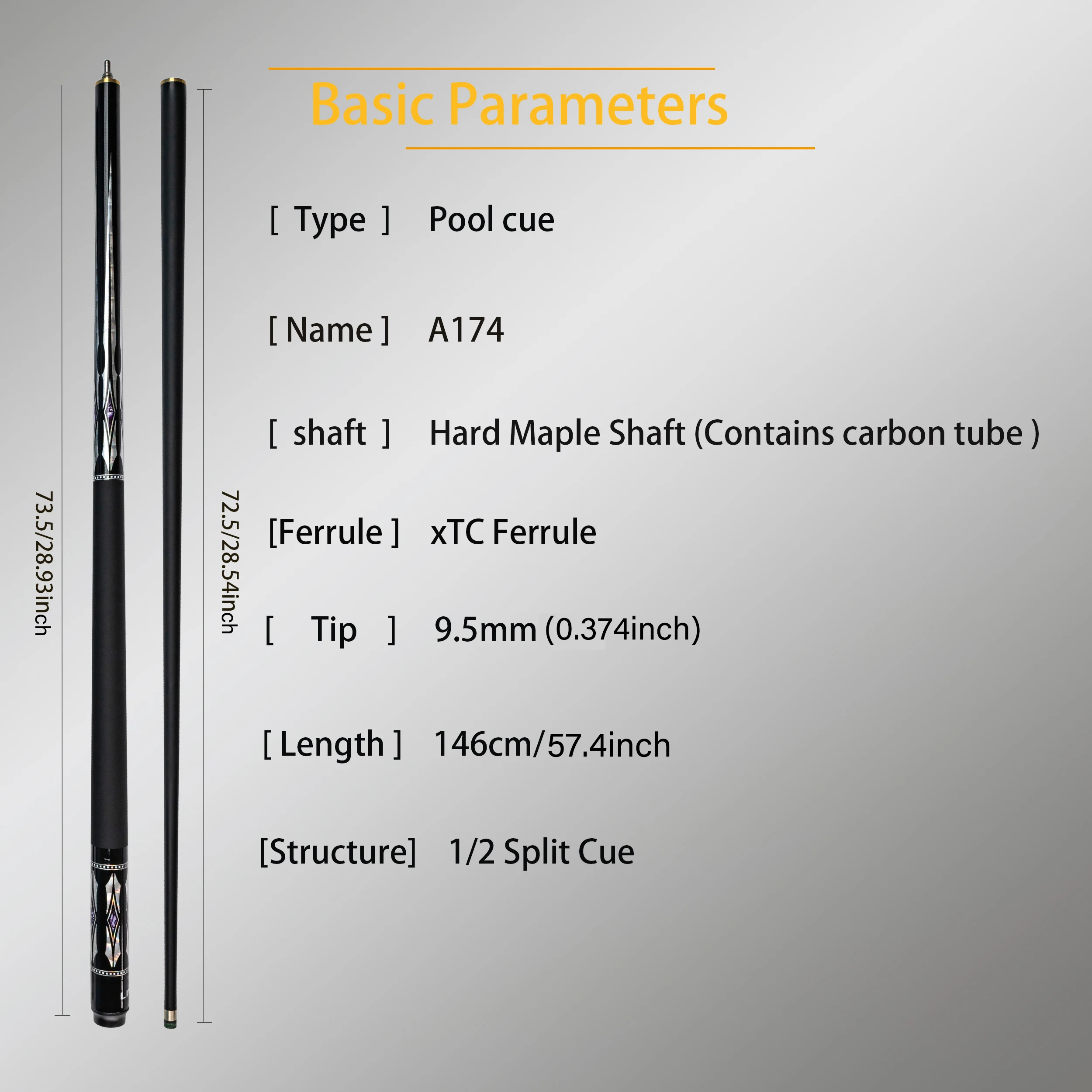 Carbon Fiber Snooker Billiard Cue 9.5mm Tip Leather Grip 19oz Weight Precision Shot Ideal Gift for Holidays