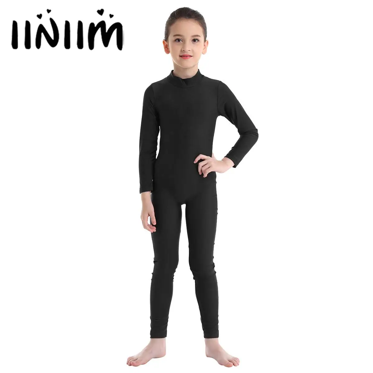 

iiniim Kids Girls Gymnastics Ballet Dance Leotard Bodysuit Long Sleeves Zippered Child Ballet Dance Jumpsuit Unitard Dancewear