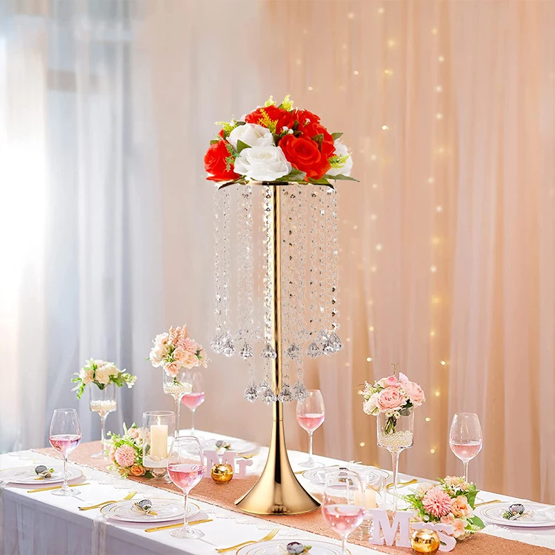 1/2/3Pcs Gold Vases for Wedding Centerpieces Set Holder Crystal Flower  Arrangement Stand Metal Centerpiece for Table Decoration - AliExpress