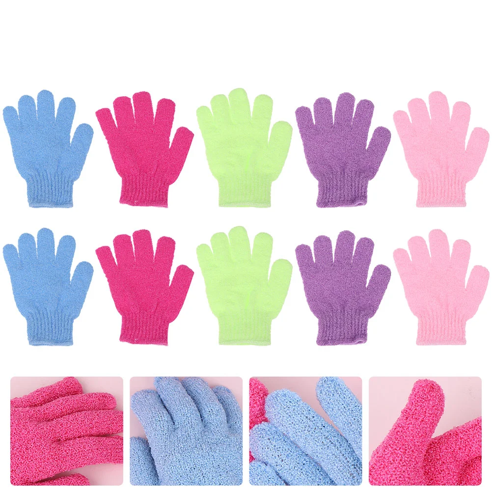 

10 Pcs Bath Gloves Durable Shower Exfoliating Massage Supply Nylon Body Cleaning Home Bathing Child Five-Finger