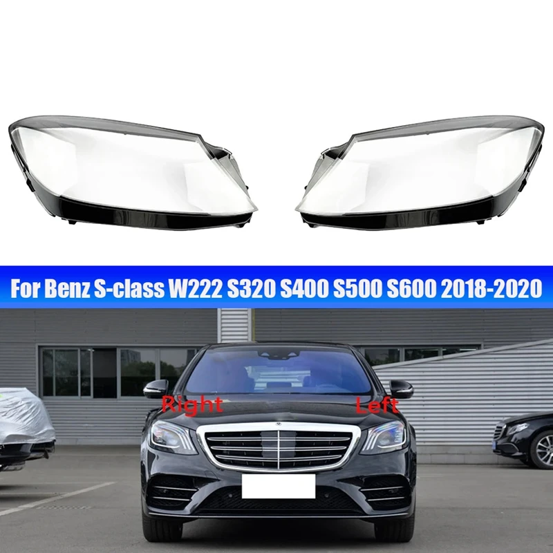 

1Pair Headlight Shell Transparent Headlight Shell For Mercedes Benz S-Class W222 S320 S400 S500 S600 2018-2023 Lampshade