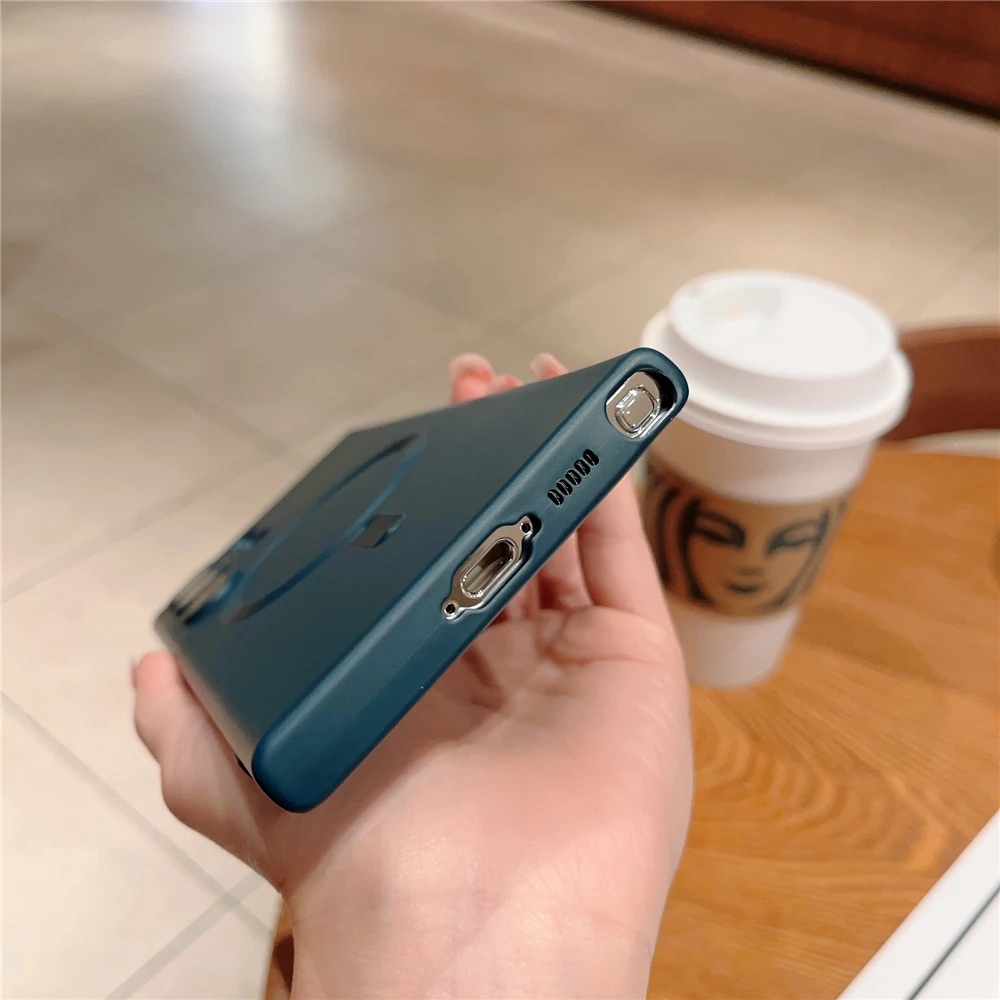 Matte Magnetic Wireless Charging Case with Silicone Lens Protection Cover