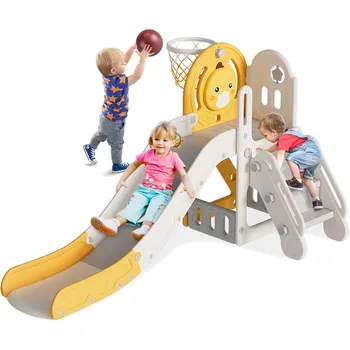 5-in-1 Toddler Slide with Basketball Hoop 1