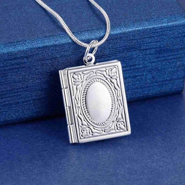 

Hot fashion 925 Stamp Silver color Necklace for women fine Classic square Pendant 18 inches Christmas gift wedding party Jewelry