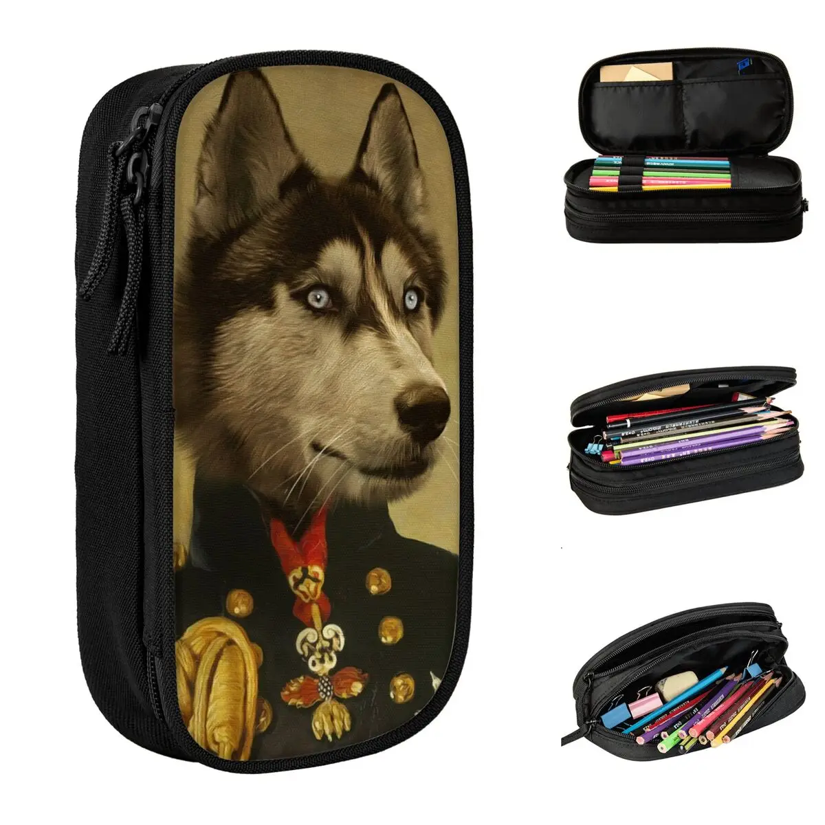 

Funny Siberian Husky Gift Pencil Case Pencilcases Pen Box for Student Large Storage Bag Students School Zipper Stationery