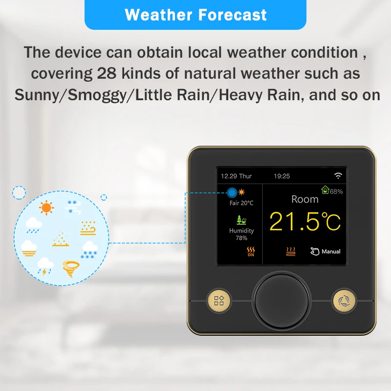  Termostato digital no programable mejorado para el hogar,  sistema de una sola etapa de calor/1 frío, con monitor de temperatura y  humedad y pantalla LCD azul grande : Herramientas y Mejoras