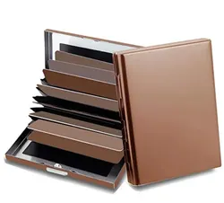Slim Anti-RFID Stainless Steel Credit Card Holder with 10 Slots (Rose gold)