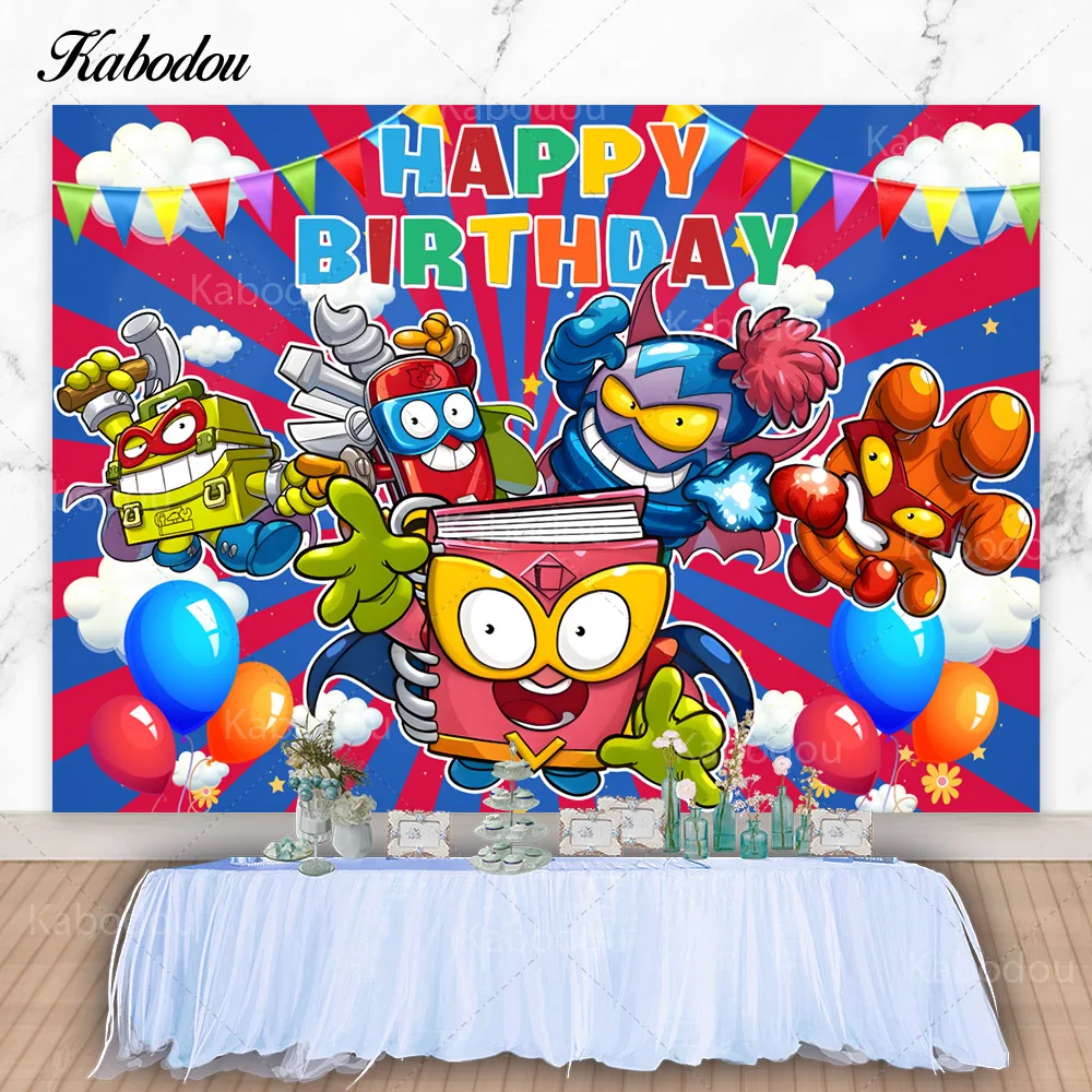

Kabodou Super Zings Photo Backdrop Child Happy Birthday Photography Background Lightning Game Vinyl Decoration Banner Props