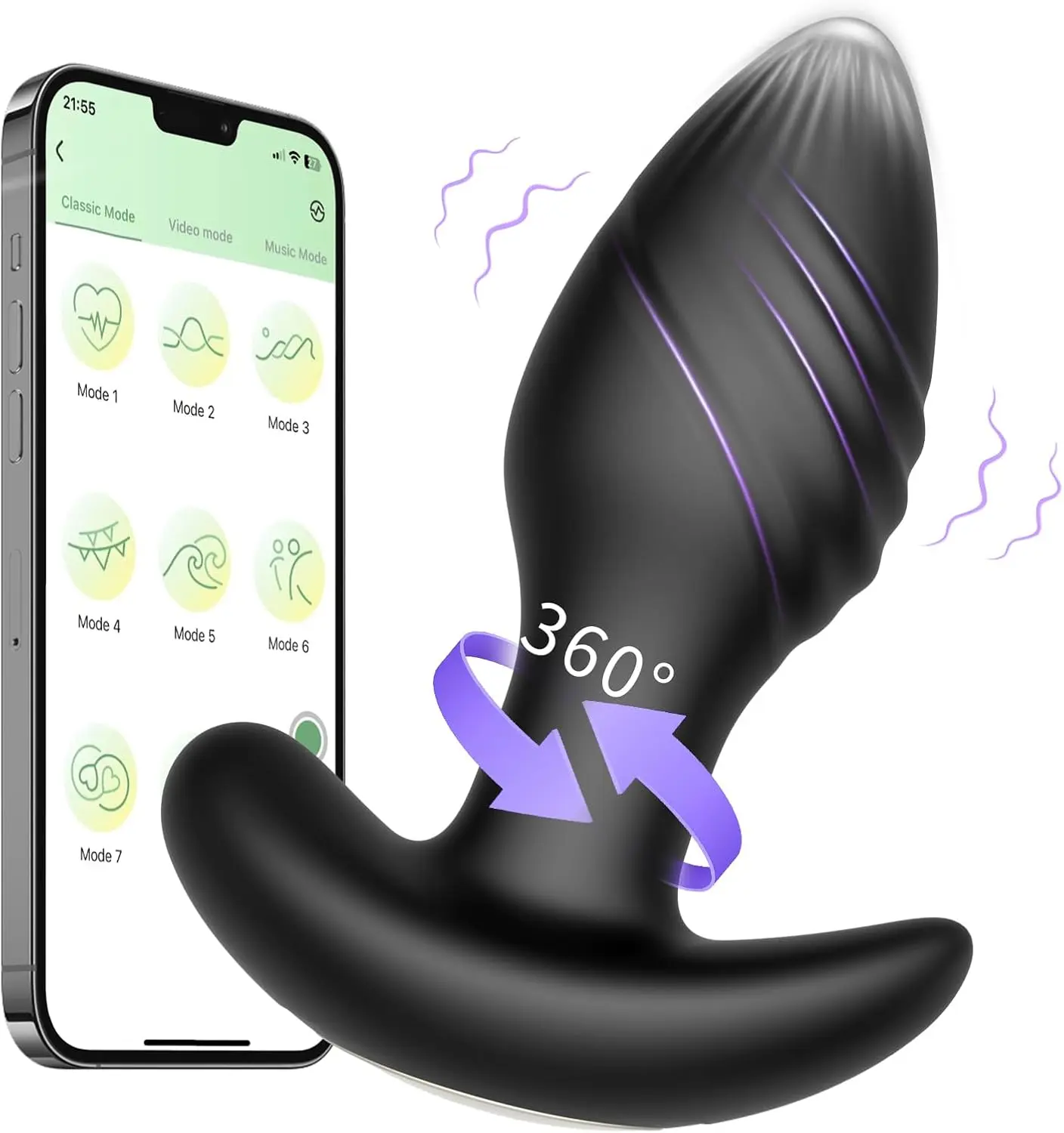 APP Vibrator Anal Plug Rotating Butt Plug Dildo Vibrator Adult Female Sex Toy Bluetooth G Spot Vagina Clitoris Massage Vibrating